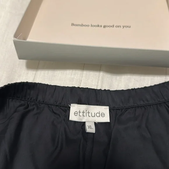 Ettitude Bamboo Sateen Shorts Pajamas- Onyx-Size XL- NWT - Picture 2 of 2